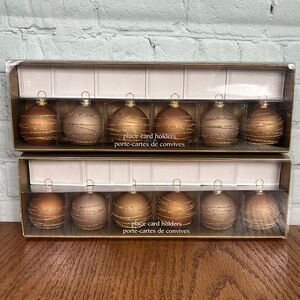 Pier 1 Holiday Ornament Balls Place Card Holders set of 12 w/name tag, new